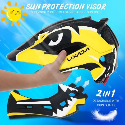 Lixada Casques de Vélo Enfants Casque Intégral Détachable Casque de Sécurité Sportive pour Vélo Skateboarding Roller Skating roulettes Jaune