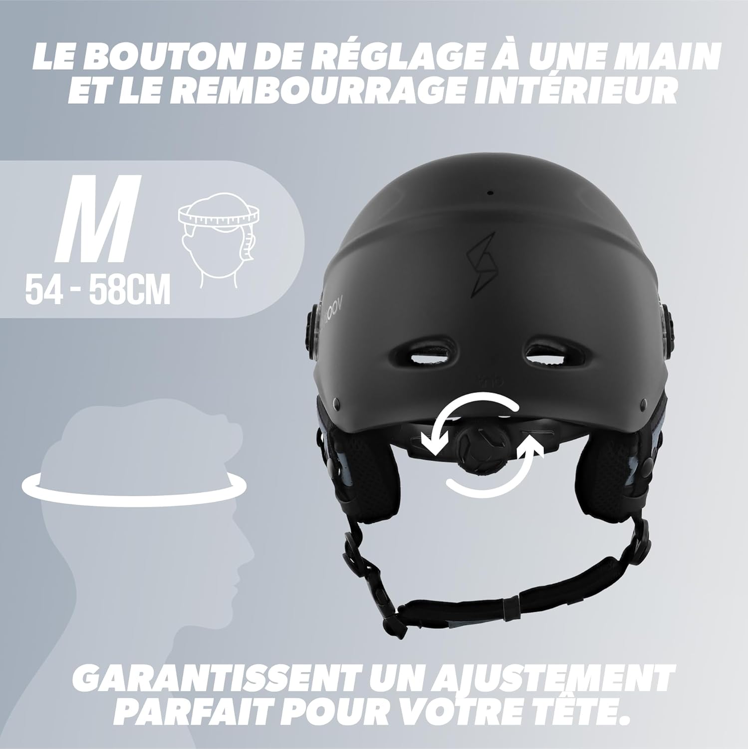 T'nB - Visor, Casque de Protection Vélo et Trottinette Electrique, pour Homme et Femme, Visière Transparente, Réglage Molette, Caches-Oreilles Détachables Noir M (Tour de tête 54-58 cm)