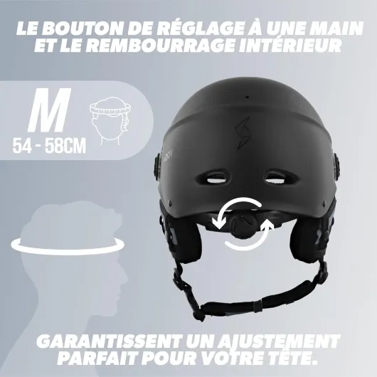T'nB - Visor, Casque de Protection Vélo et Trottinette Electrique, pour Homme et Femme, Visière Transparente, Réglage Molette, Caches-Oreilles Détachables Noir M (Tour de tête 54-58 cm)