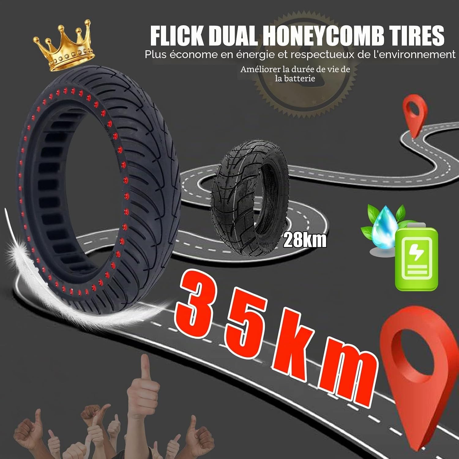8.5 Pouces Pneu Plein Trottinette Electrique pour Xiaomi M365 1S - 8 1/2 Roue Trottinette pour Xiaomi, Pneu Trottinette 50/75-6.1, Poids Léger, Bonne Elasticité, Roue Increvable Trottinette 8.5 x 2 in - Red - 1 PCS