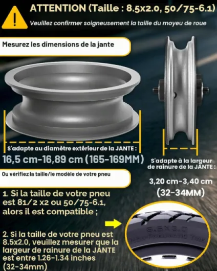 1 Pièces Pneus Pleins 8,5 x 2,0 (50/75-6.1) pour Trottinette Électrique – Increvables, Structure Nid d’Abeille, Sans Entretien, Compatibles Wispeed T855, Xiaomi M365/Pro 2 Schwarz, Classique 8,5 x 2,0 (50/75-6.1) 1