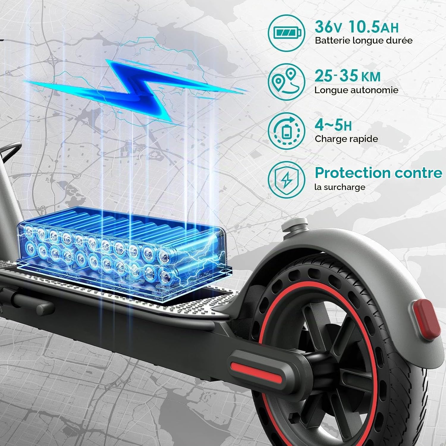 Trotinette Electrique Adulte 350w/500w,Pneumatiques De 8.5/10 inches,Vitesse Max 25 Km/H,Longue PortéE 35/45 Km,SystèMe de Frein à Double Tambour,Scooter Pliant pour Adultes,Charge Max 120KG Red-A